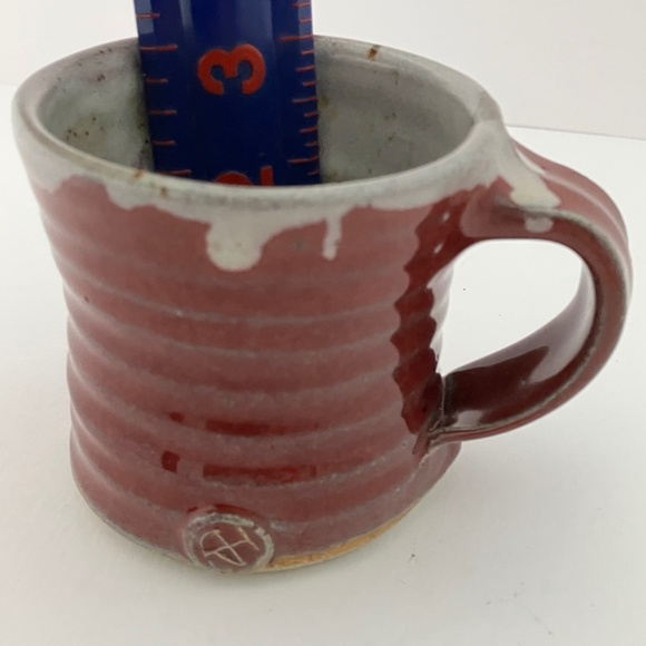 Red Artisan Studio Pottery Coffee Mug / Tea Cup, handmade 8 Oz - Picture 7 of 17